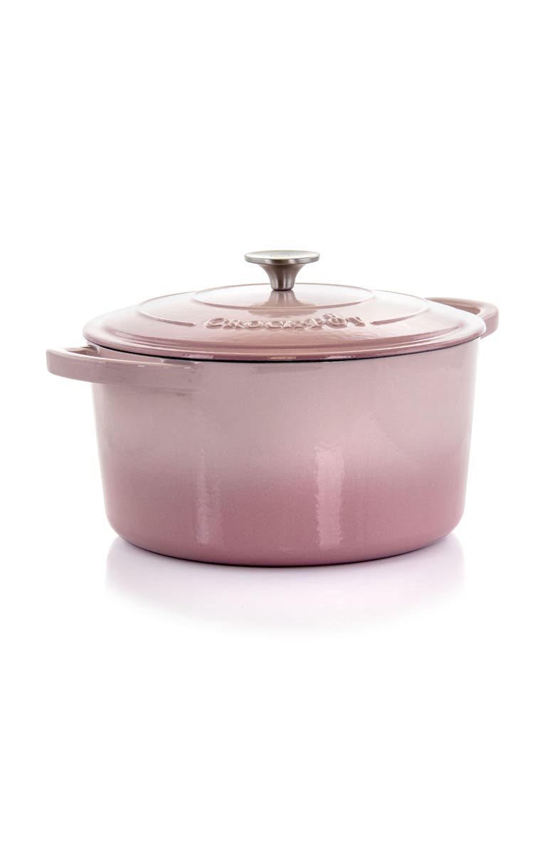 Crock-pot Artisan 2 Piece 7 Quarts Enamled Cast Iron Dutch Oven, Main, color, Blush Pink