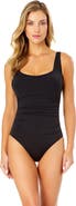 Anne Cole Women's Live In Color Square Neck Shirred One Piece Swimsuit