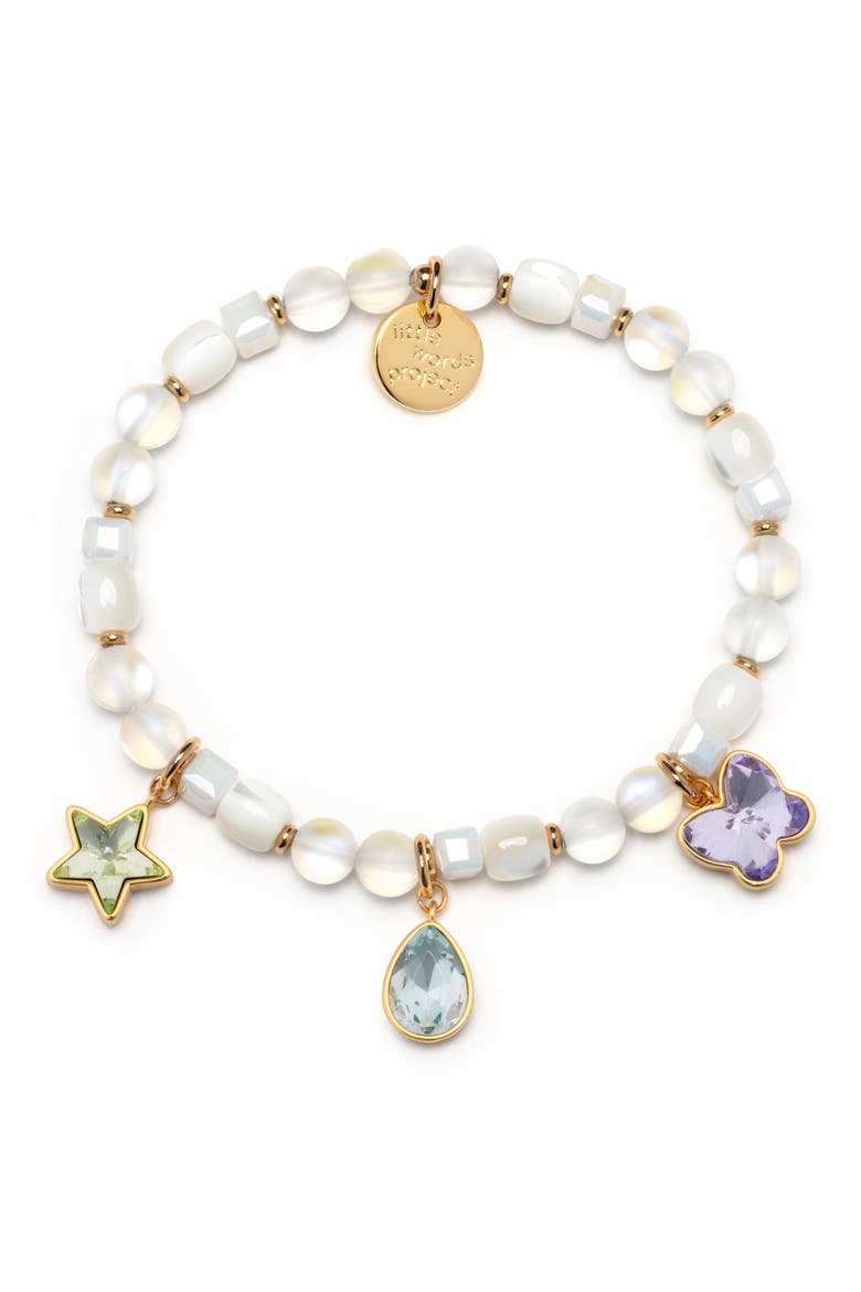 Pastel Crystal Charm Beaded Stretch Bracelet, Main, color, WHITE
