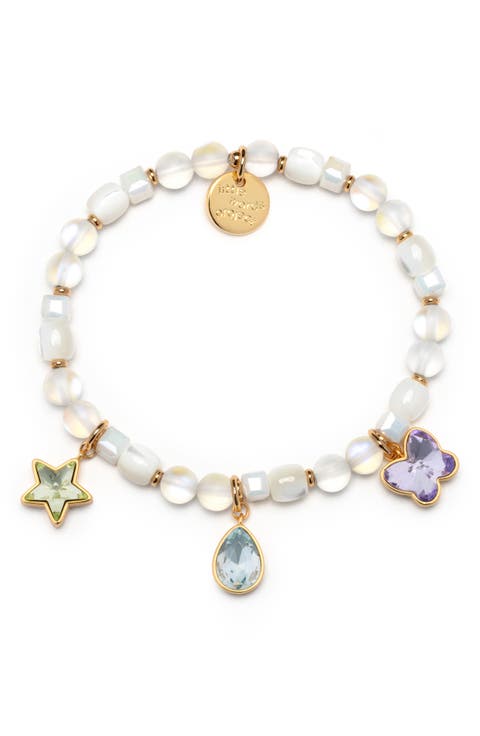 Pastel Crystal Charm Beaded Stretch Bracelet