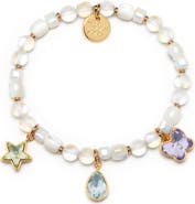 Little Words Project Pastel Crystal Charm Beaded Stretch Bracelet