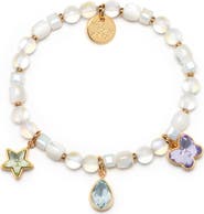 Little Words Project Pastel Crystal Charm Beaded Stretch Bracelet