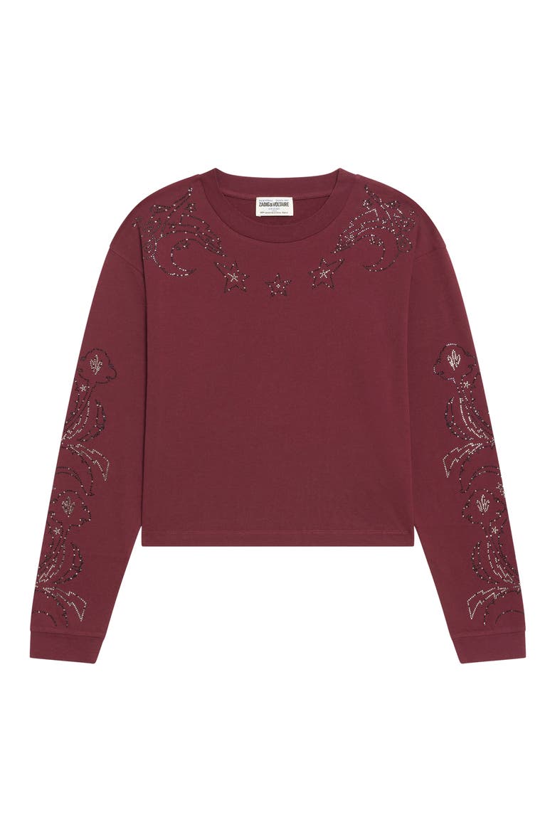 Iona Strass Rhinestone Crop Cotton T-Shirt, Alternate, color, CHERRY