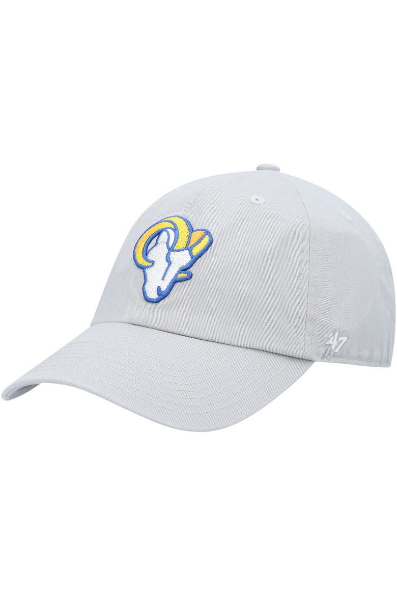 Men's '47 Gray Los Angeles Rams Logo Clean Up Adjustable Hat, Main, color, Gray