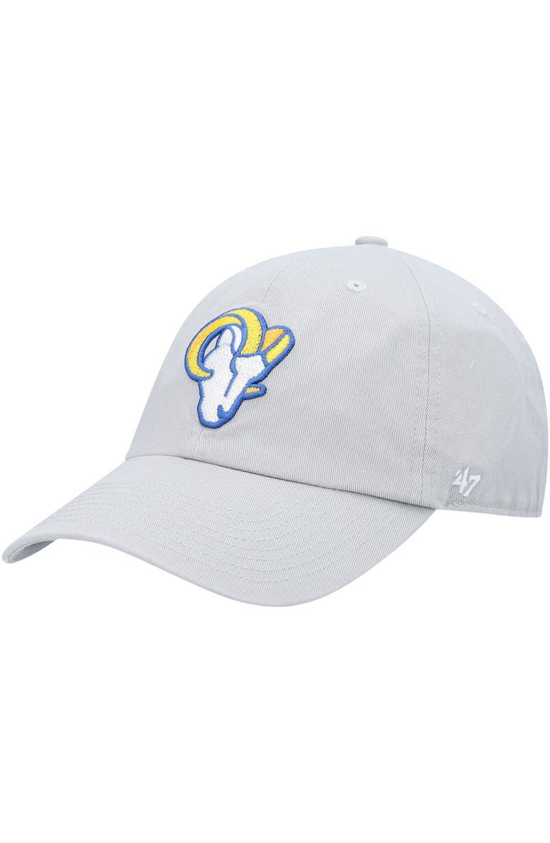 '47 Men's '47 Gray Los Angeles Rams Logo Clean Up Adjustable Hat, Main, color, Gray