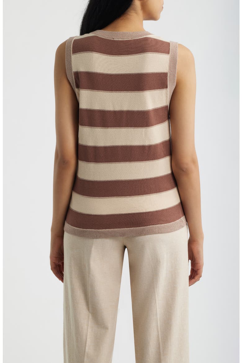 Stripe V-Neck Sweater Vest, Alternate, color, MACADAMIA/ LIGHT CACAO POWDER