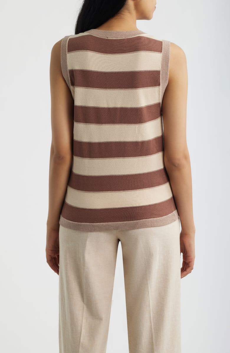 Wit & Wisdom Stripe V-Neck Sweater Vest, Alternate, color, Macadamia/ Light Cacao Powder