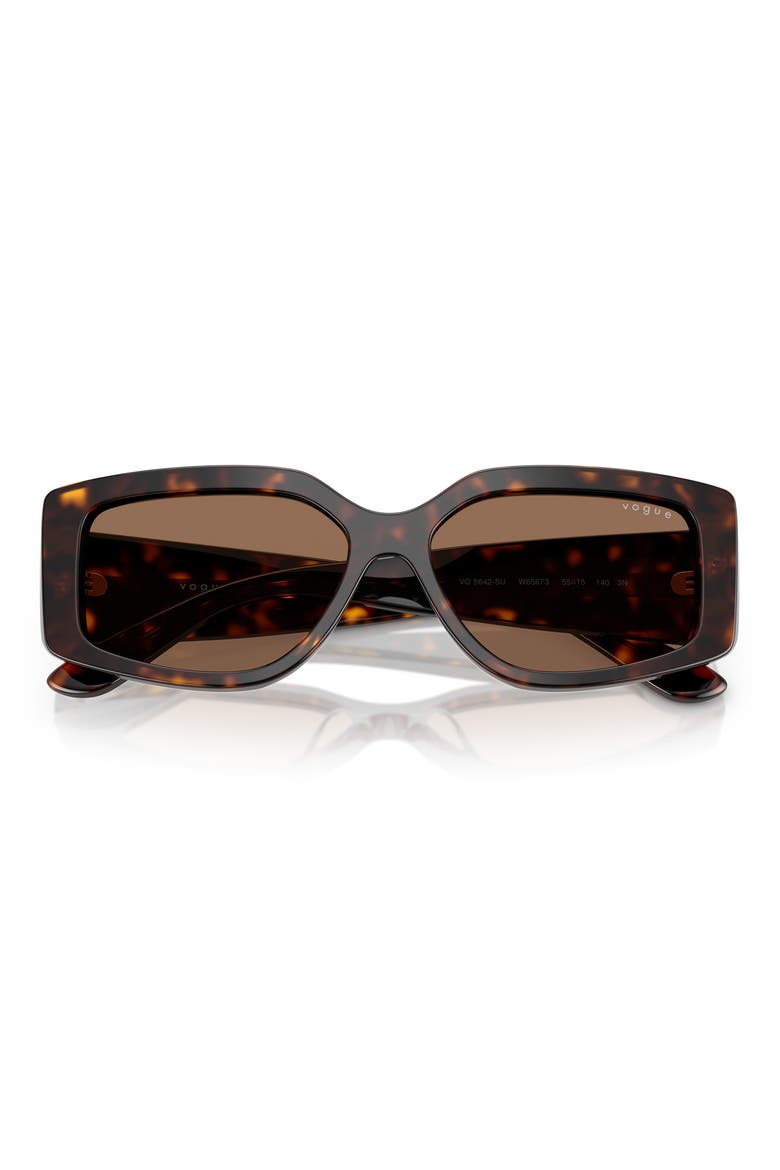 55mm Rectangular Sunglasses, Alternate, color, DARK HAVANA