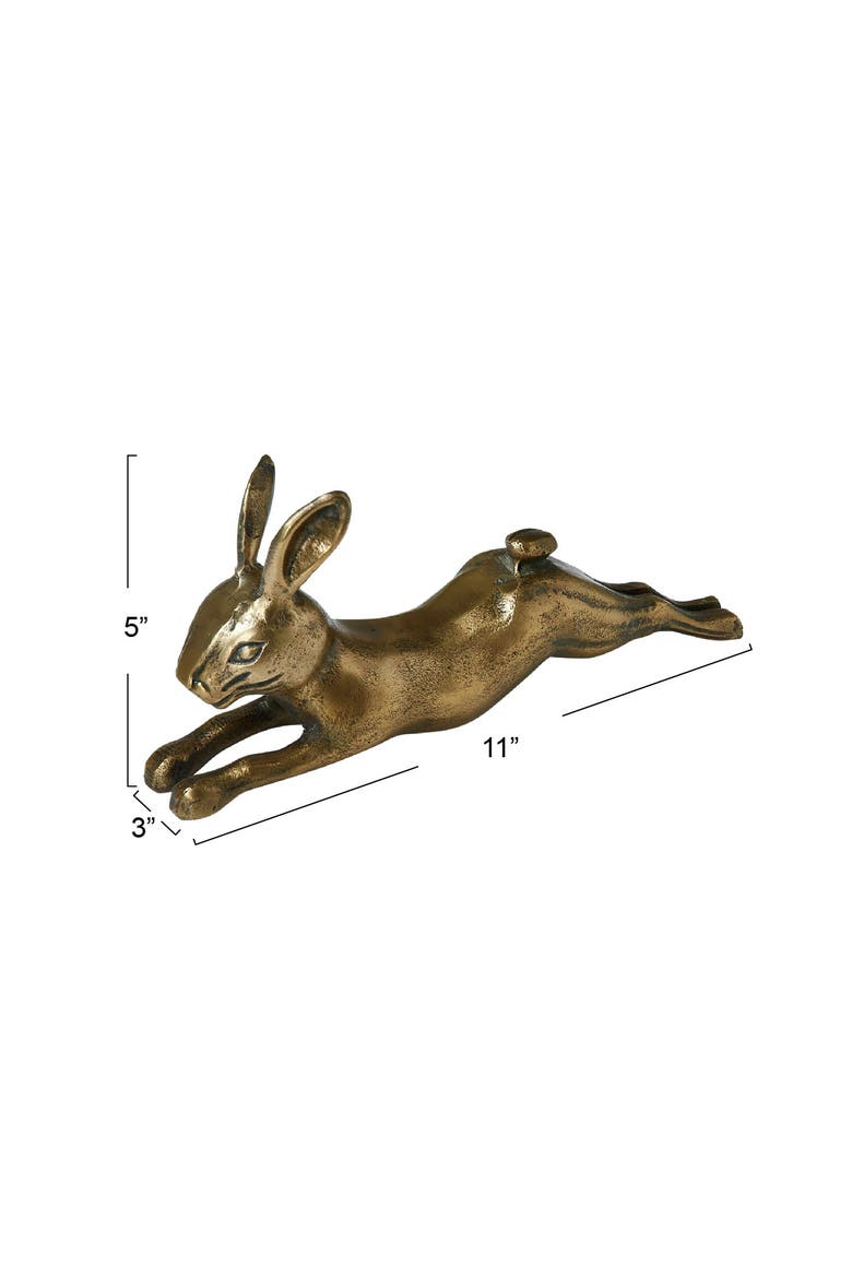 Decorative Embossed Aluminum Rabbit, Antique Brass, Alternate, color, Brass