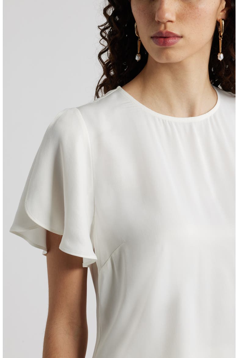 Flutter Sleeve Satin Top, Alternate, color, IVORY TOFU
