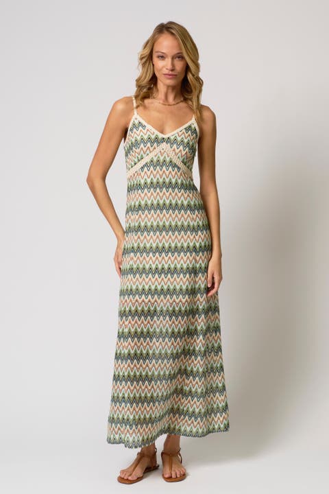 Celine Rainbow Crochet Maxi Dress