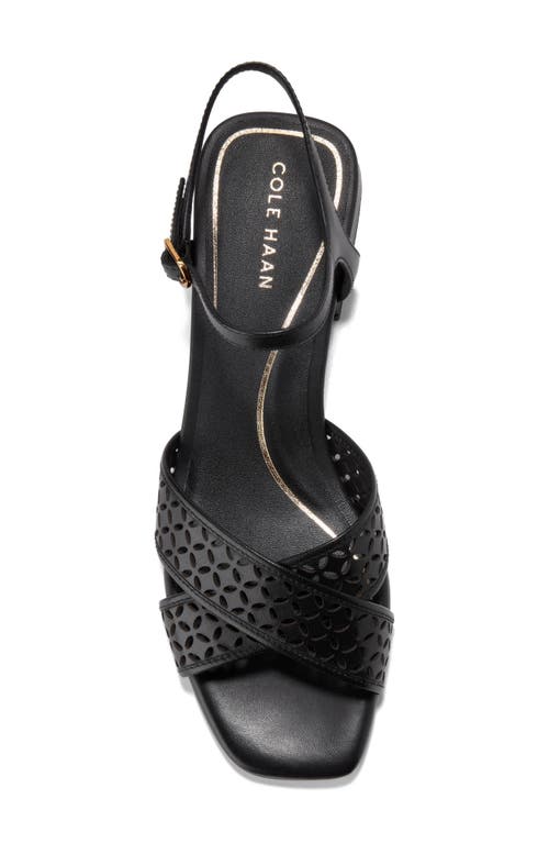 Cole Haan Patie Sandal In Black Perforated Leather