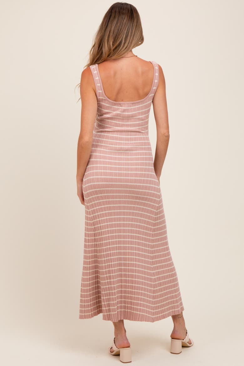Lightweight Rib Fit And Flare Midi Dress, Alternate, color, Light Pink