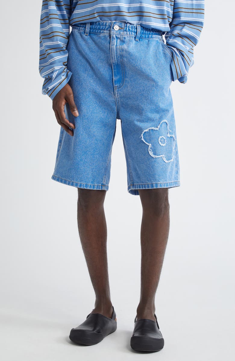 Marni Flower Denim Shorts, Main, color,