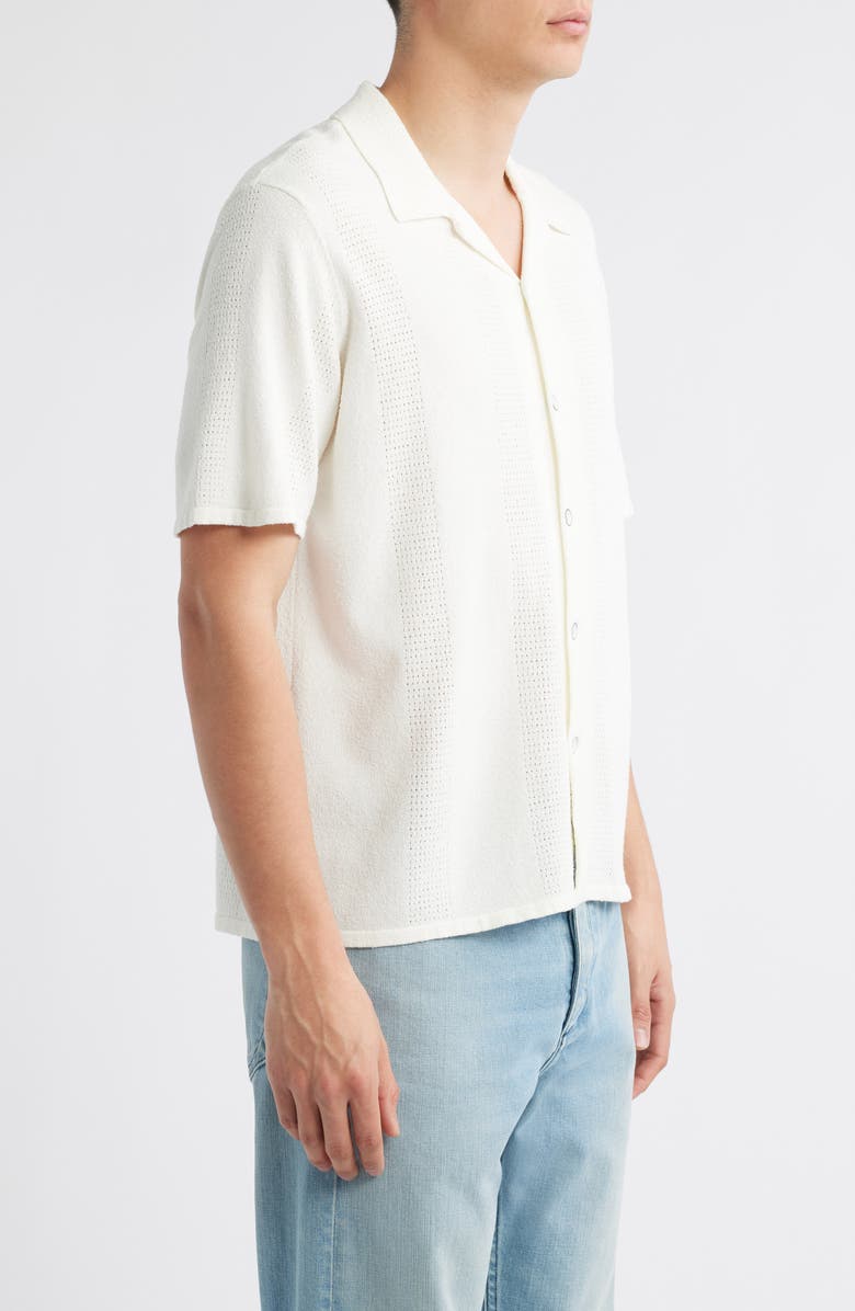 rag & bone Zuma Pointelle Short Sleeve Knit Camp Shirt, Alternate, color, Chalk