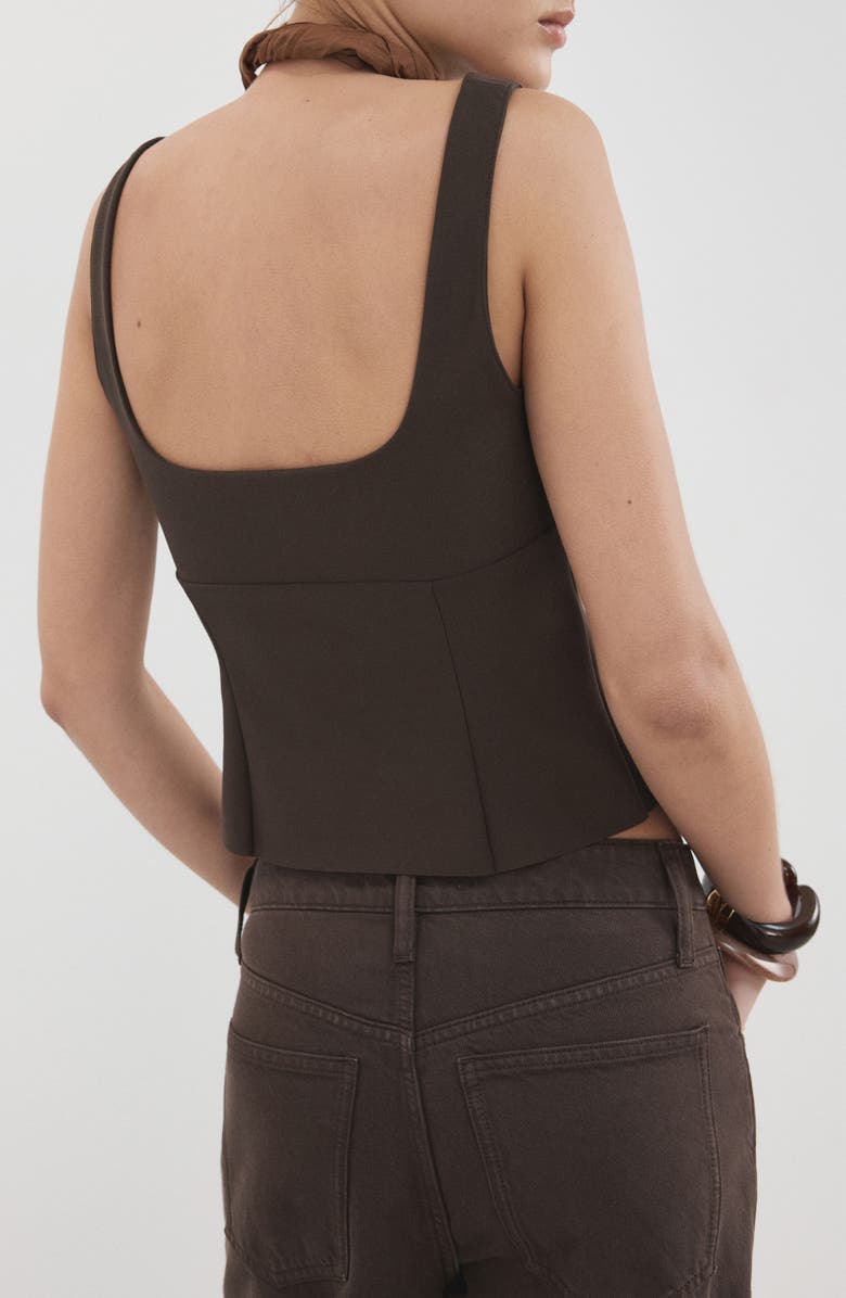 MANGO Square Neck Crop Top, Alternate, color, Brown