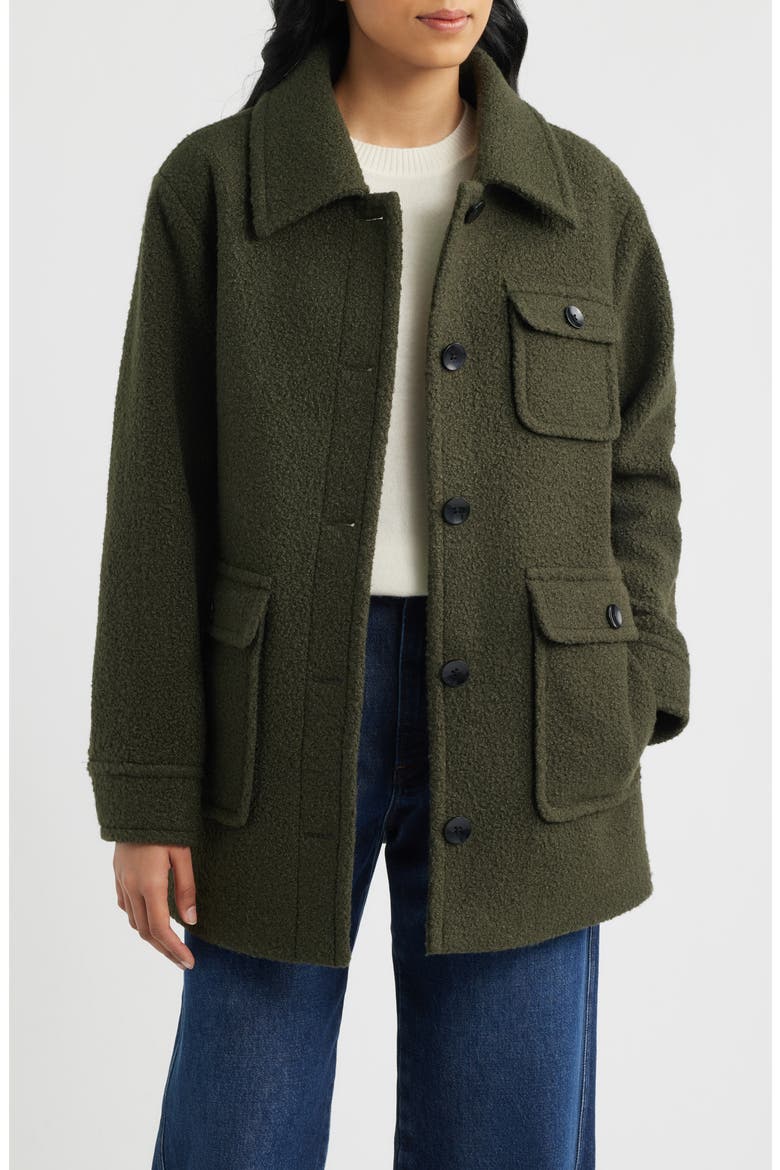 Bouclé Shirt Jacket, Main, color, MILITARY GREEN