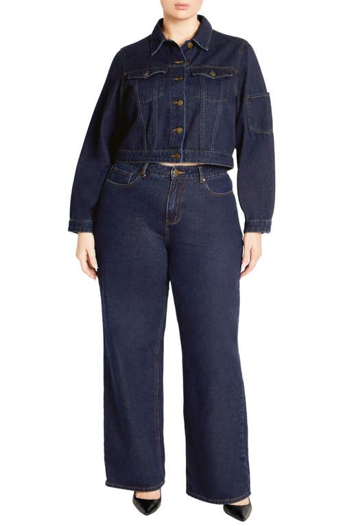 City Chic Jojo St. Wide Leg Jeans In Dark Denim