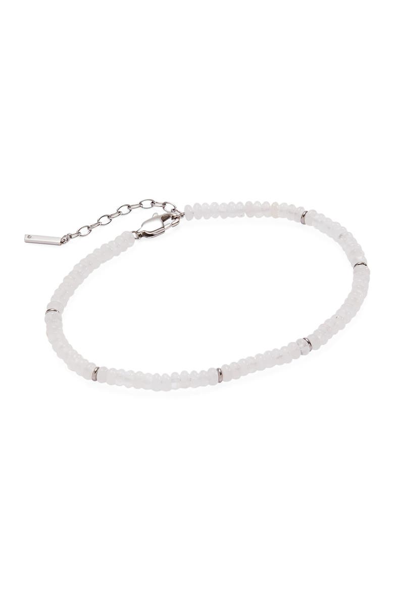 Clear Quartz Semi-Precious Beaded Anklet, Alternate, color, White/ Silver