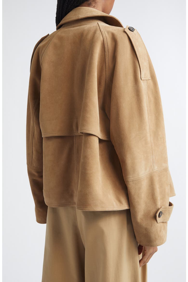 Cascade Double Breasted Suede Jacket, Alternate, color, SAND