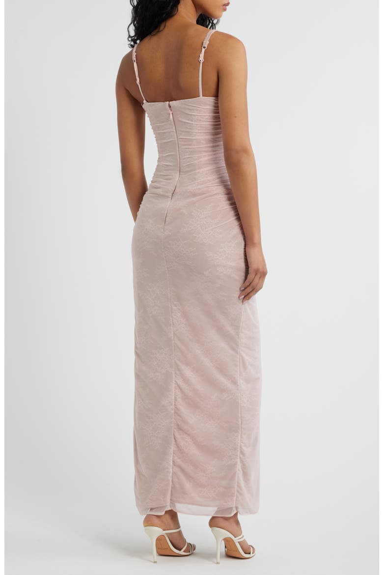 Lini Ruched Lace Sleeveless Mesh Gown, Alternate, color, BABY PINK