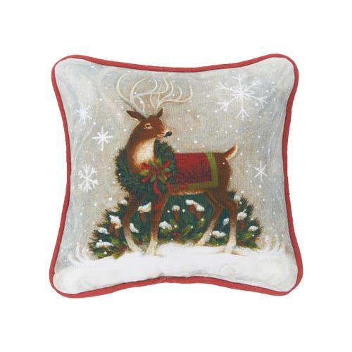 C & F Home C&f Home Woodland Deer Small Printed Christmas Throw Pillow, 8" X 8" In Green