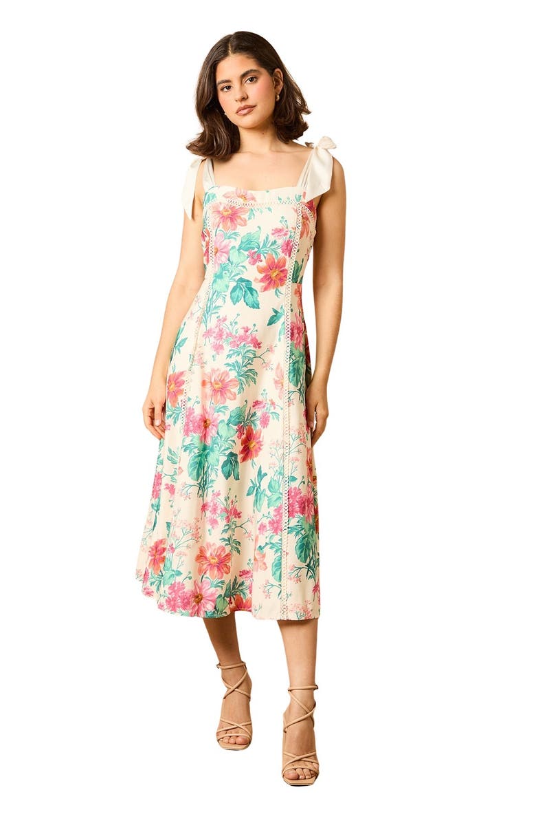 Oasis Bow Strap Midi Prom Dress, Main, color, Multi