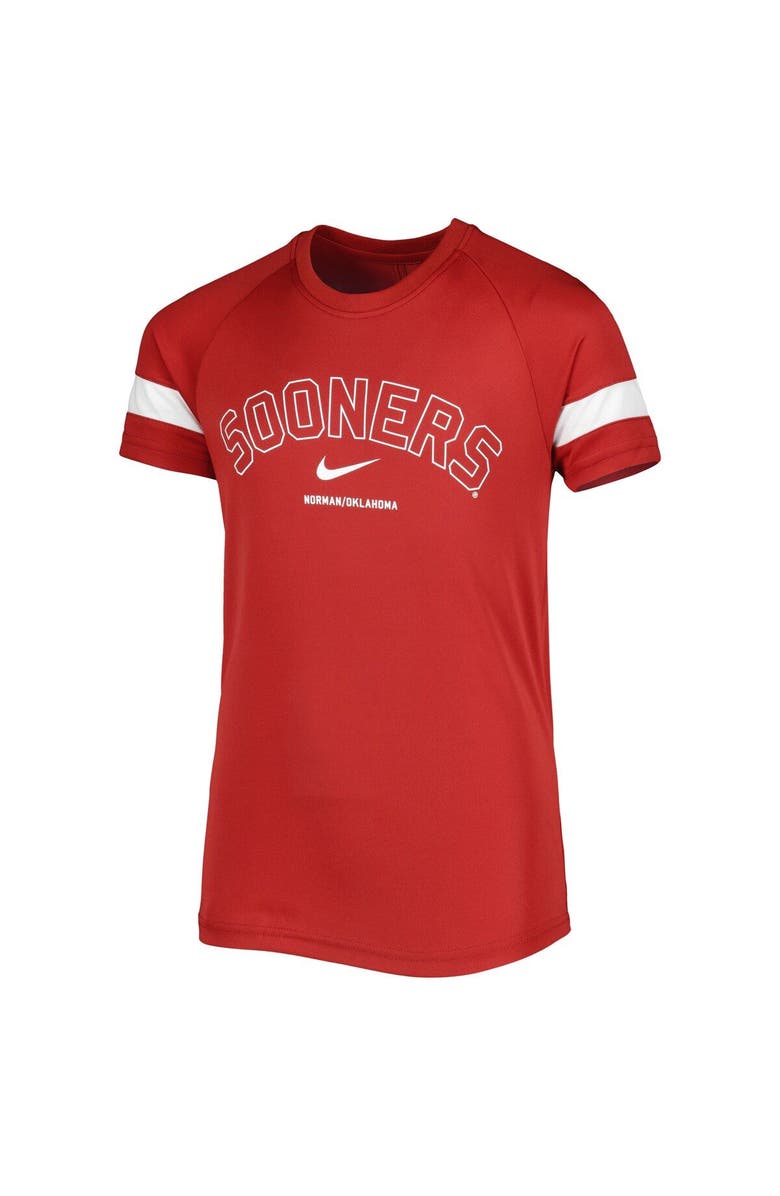 Nike Youth Nike Crimson Oklahoma Sooners Academy Raglan Sleeve Stripe Performance T-Shirt, Alternate, color,