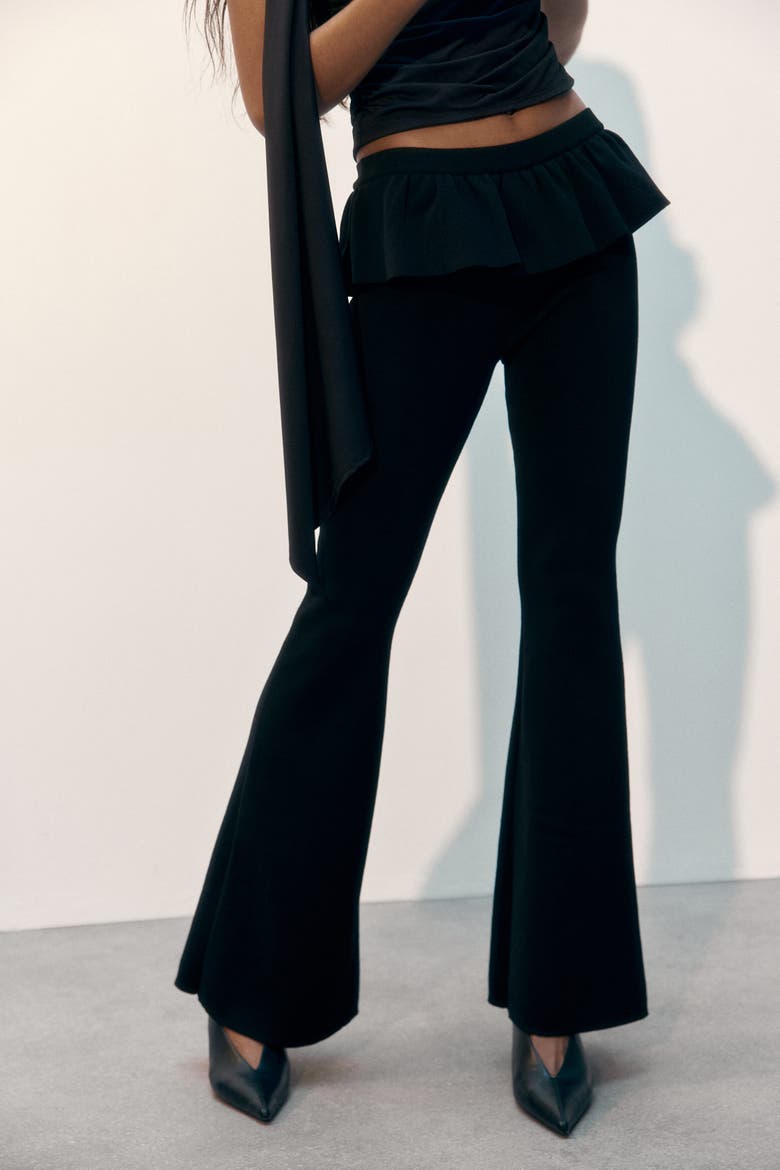 Frill-trimmed Trousers, Alternate, color, Black