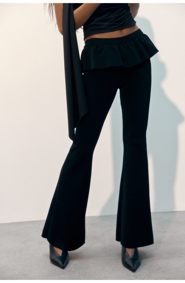 H&M Frill-trimmed Trousers, Alternate, color, Black