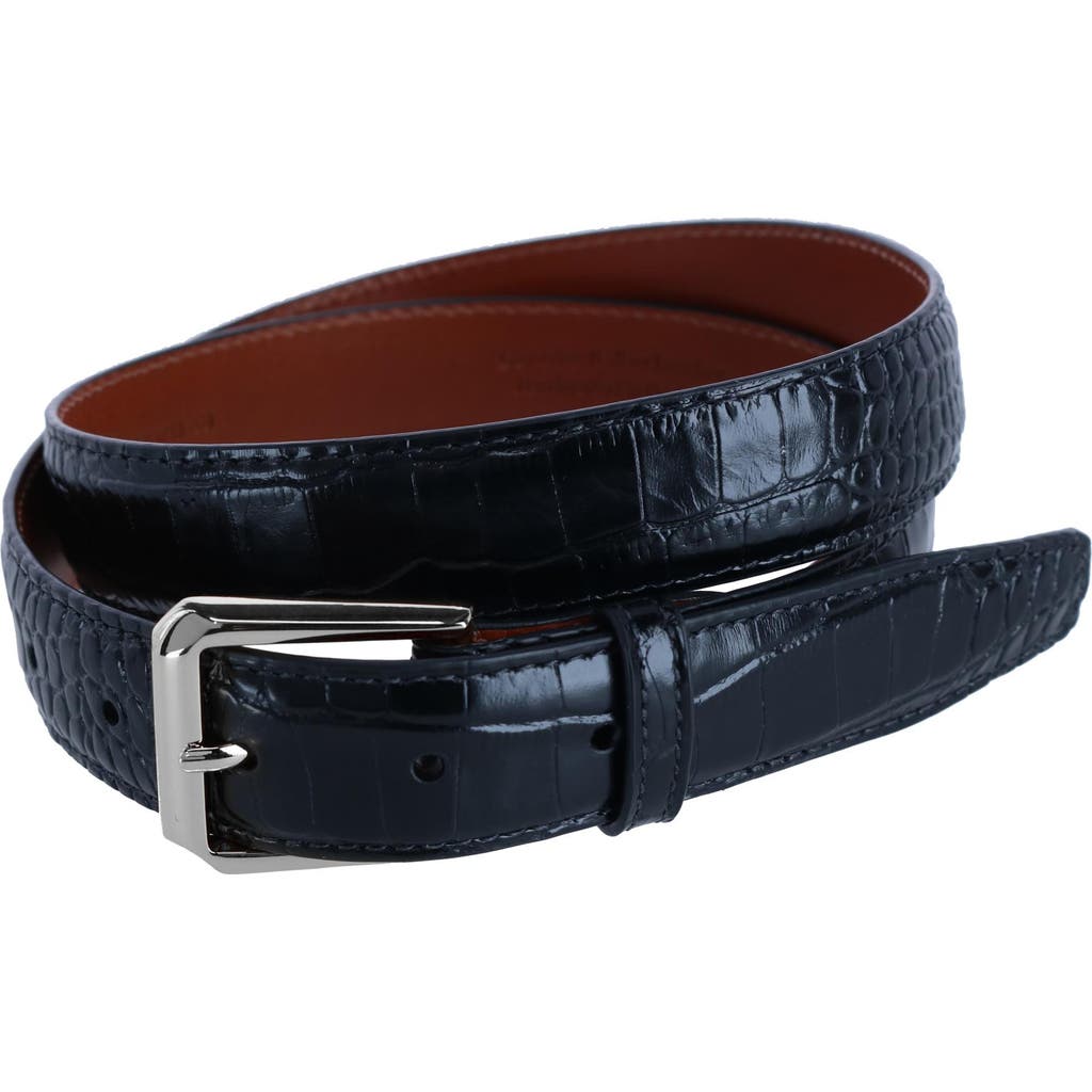 Trafalgar 30mm Mock Alligator Embossed Italian Leather Belt in Black  product