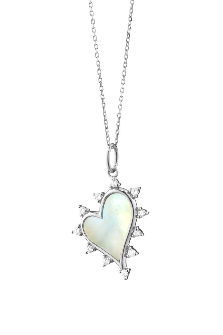 Sterling Silver Mother-of-Pearl Heart Pendant Necklace, Main, color, SILVER