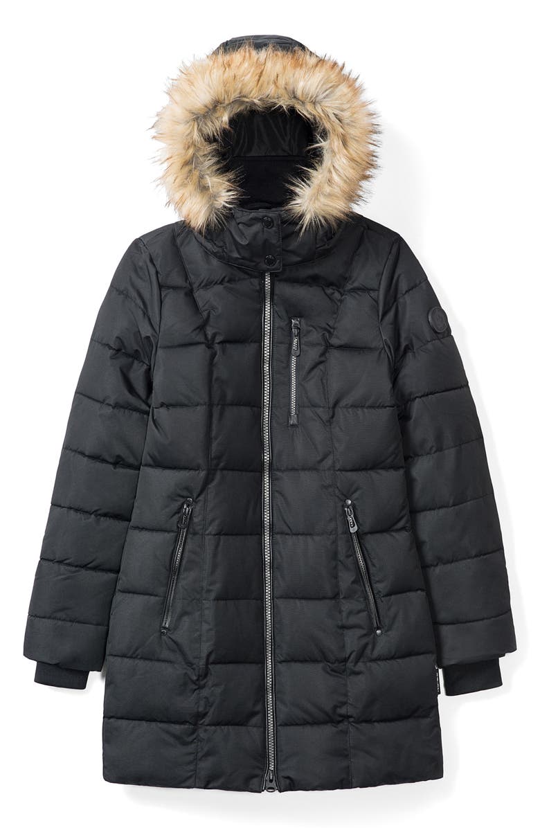 Noize Hannah Faux Fur Trim Hooded Parka, Alternate, color, Black