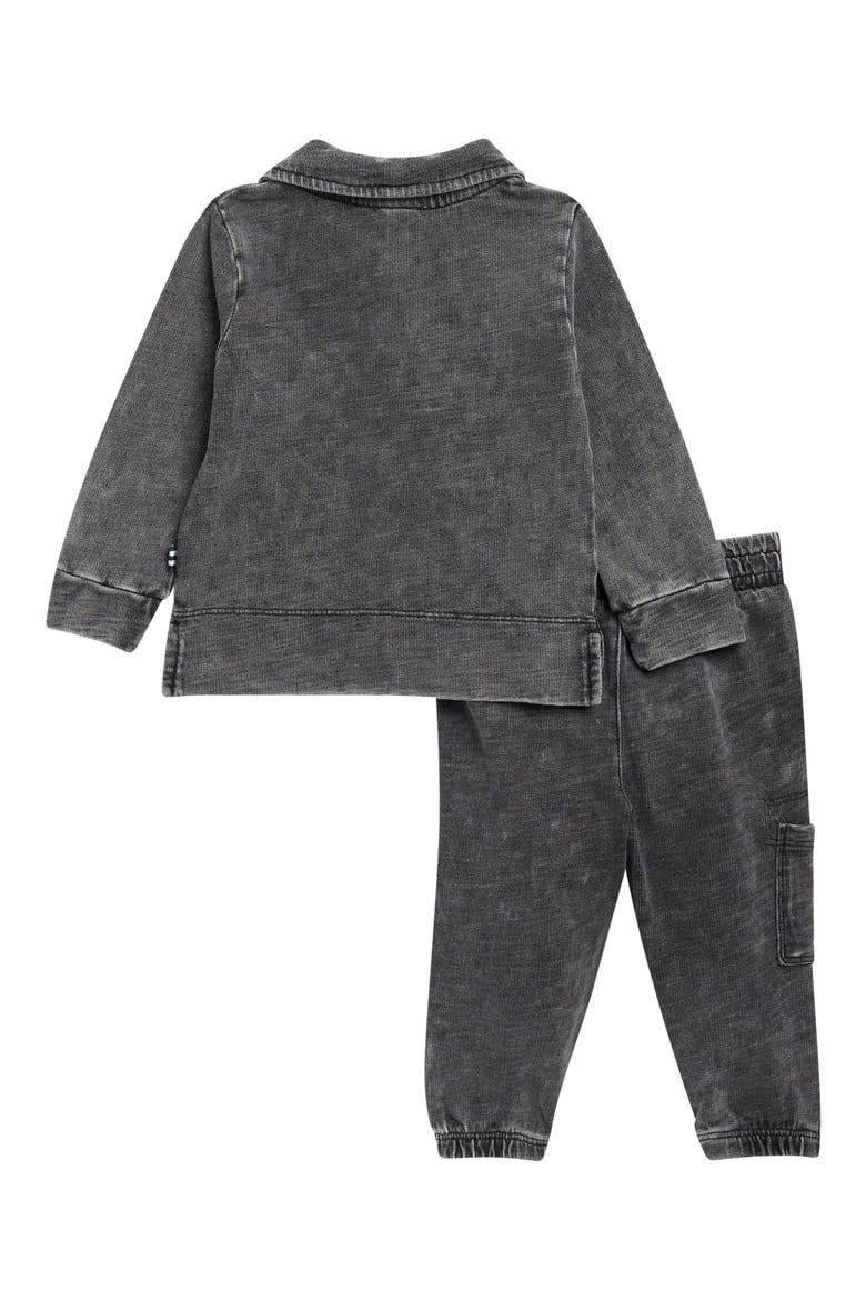 Overdye Long Sleeve Polo & Joggers Set, Alternate, color, WASHED BLACK