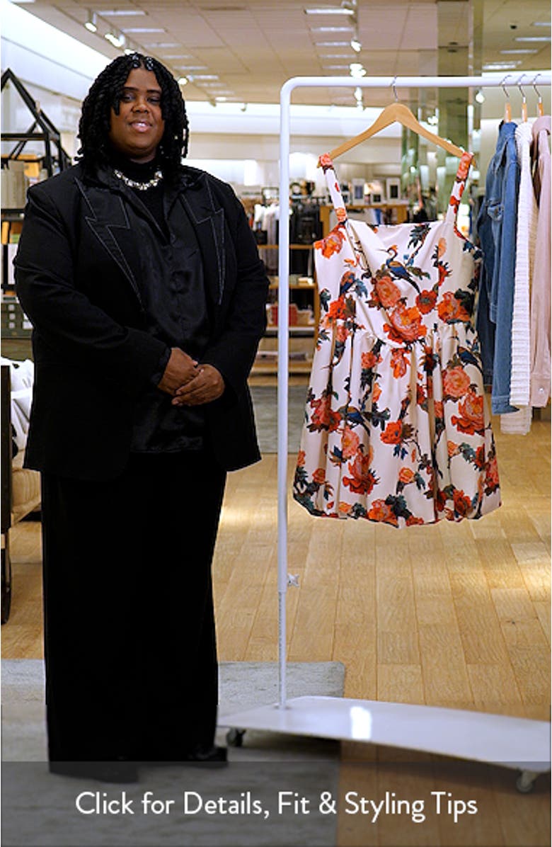 Floral Basque Waist Fit & Flare Minidress, sales video thumbnail