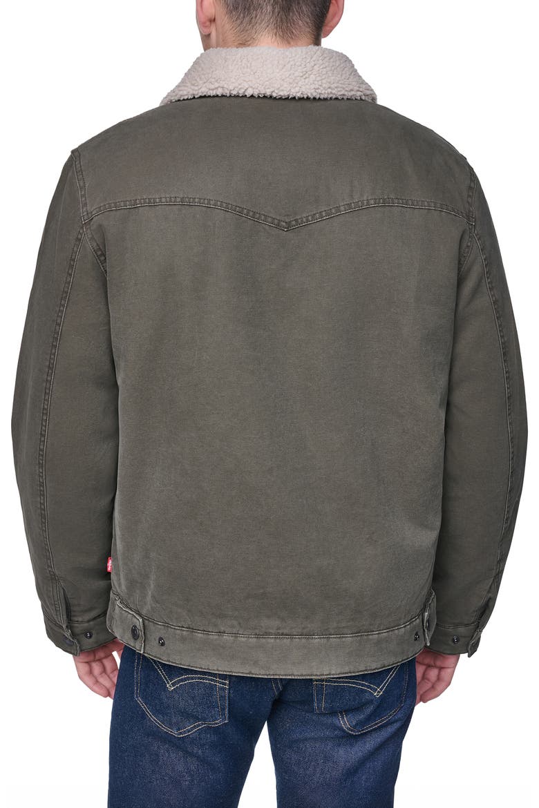 Western Utility Jacket with Faux Shearling Collar, Alternate, color, OLIVE