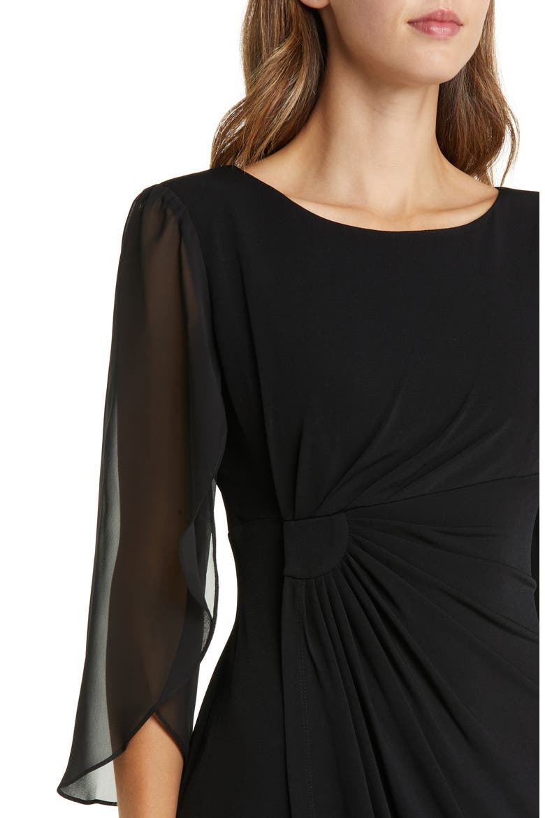 Sheer Sleeve Dress, Alternate, color, BLACK