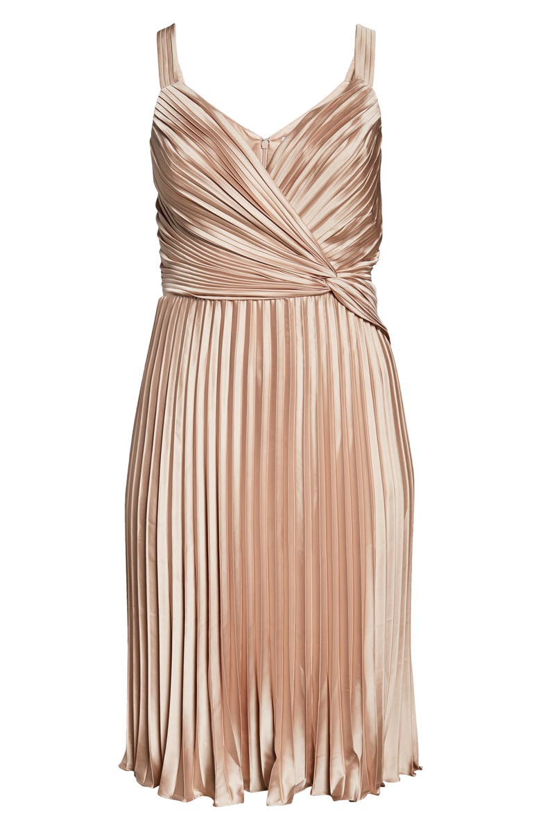 Chi Chi London Curve Pleated Satin Dress, Alternate, color, 