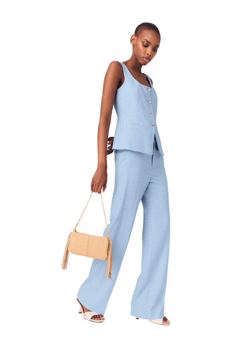 Suit trousers with pleats, Alternate, color, Blue sky