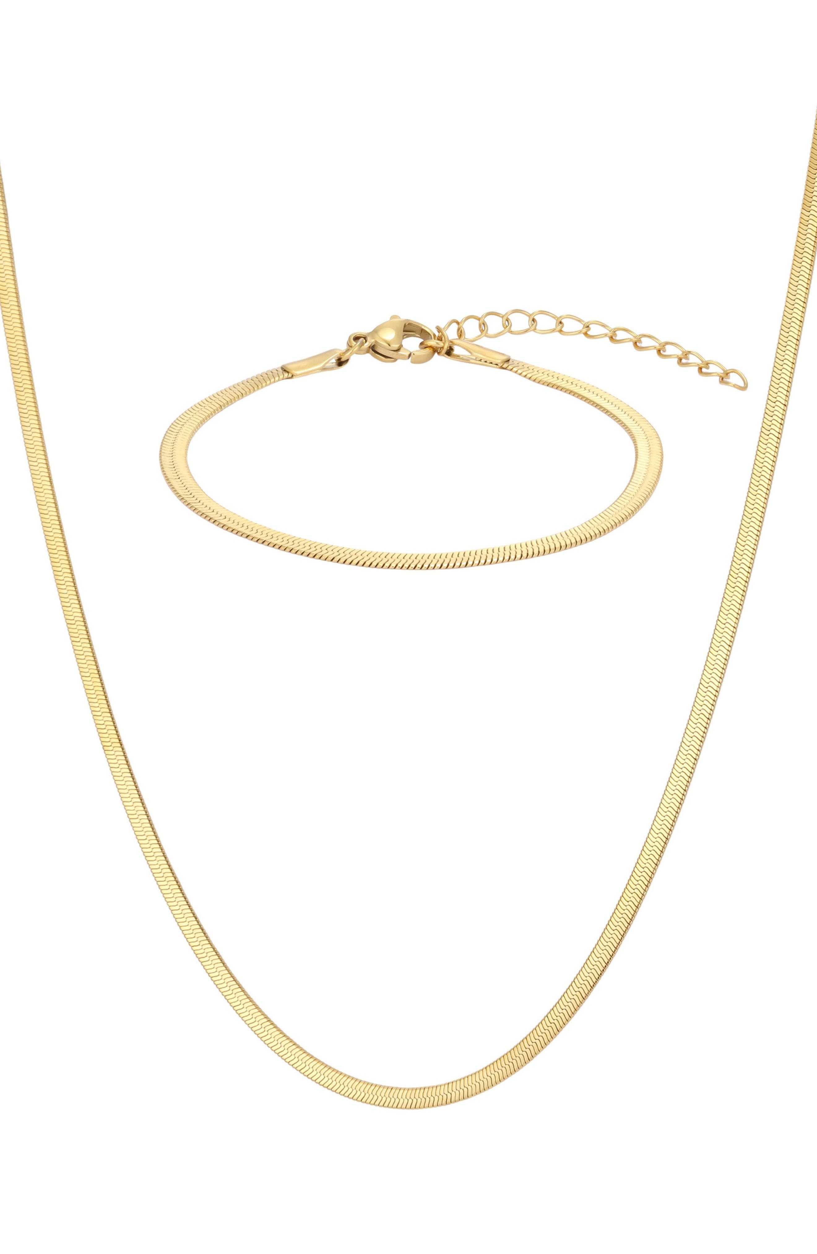 2-Piece Herringbone Necklace & Bracelet Set