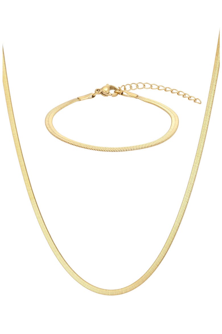 2-Piece Herringbone Necklace & Bracelet Set, Main, color, GOLD