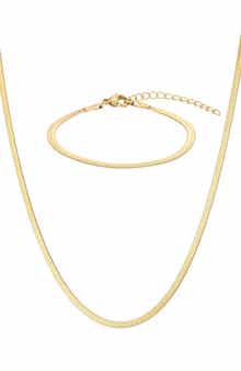 2-Piece Herringbone Necklace & Bracelet Set