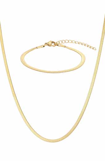 2-Piece Herringbone Necklace & Bracelet Set