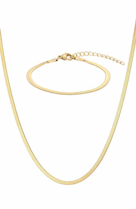 2-Piece Herringbone Necklace & Bracelet Set