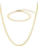 Adornia 2-Piece Herringbone Necklace & Bracelet Set