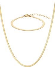 Adornia 2-Piece Herringbone Necklace & Bracelet Set
