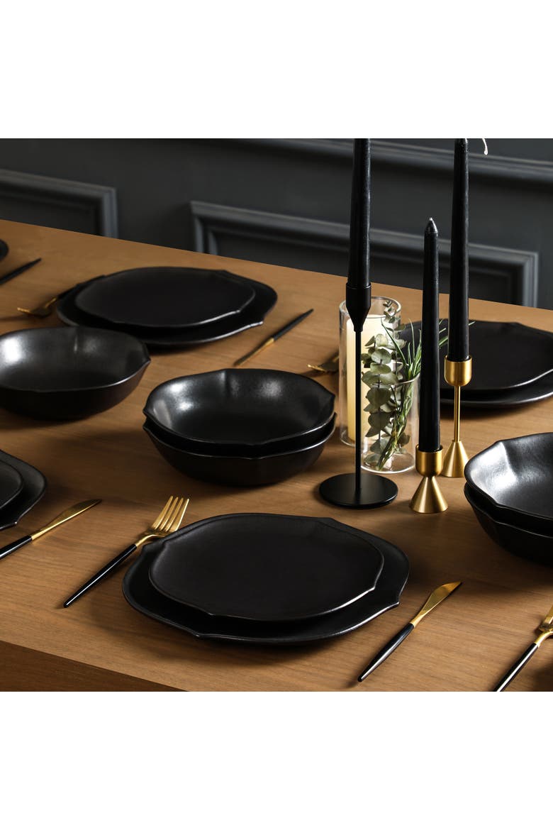 Baskerville Stoneware 24-Piece Dinnerware Set, Alternate, color, Black