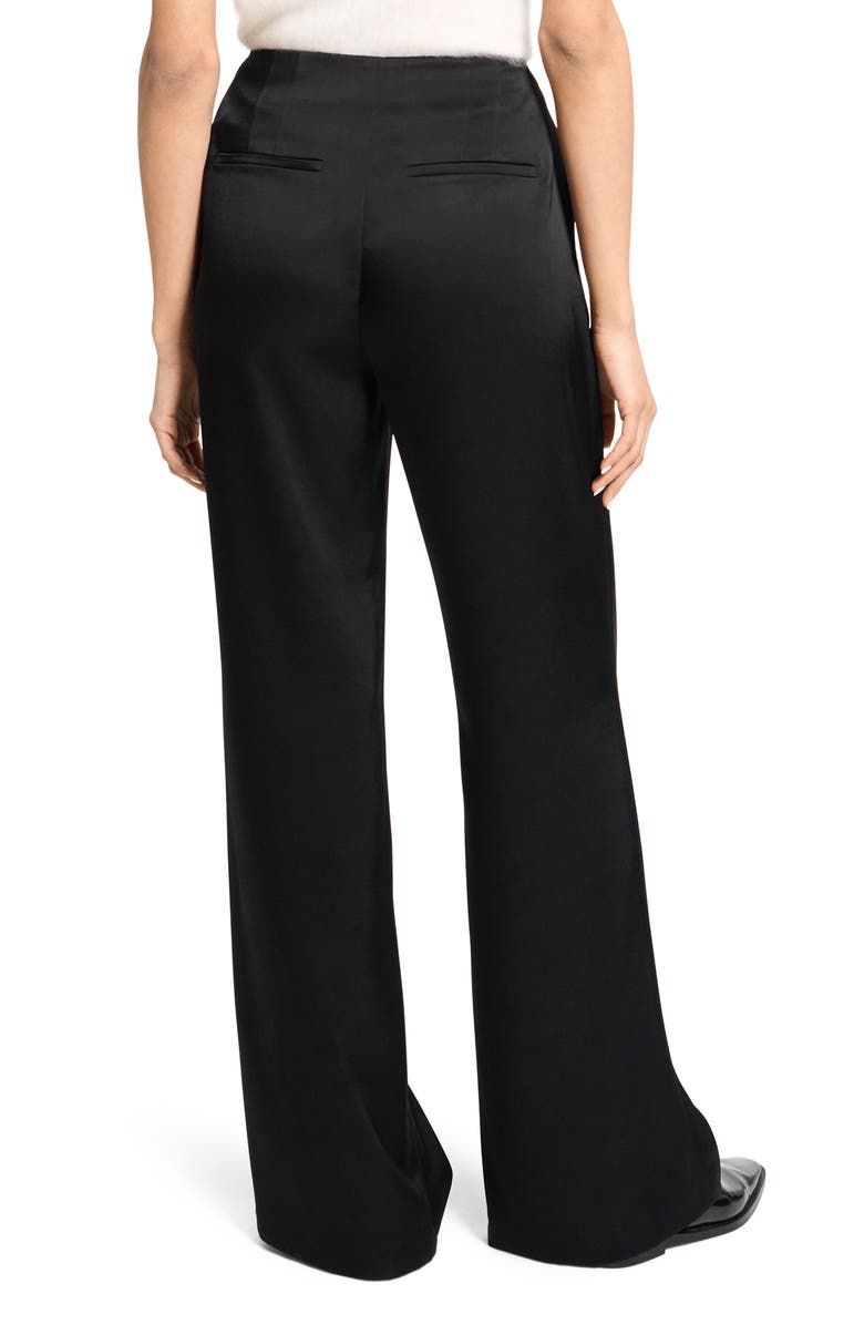 Theory Fluid Satin Wide Leg Pants, Alternate, color, Black