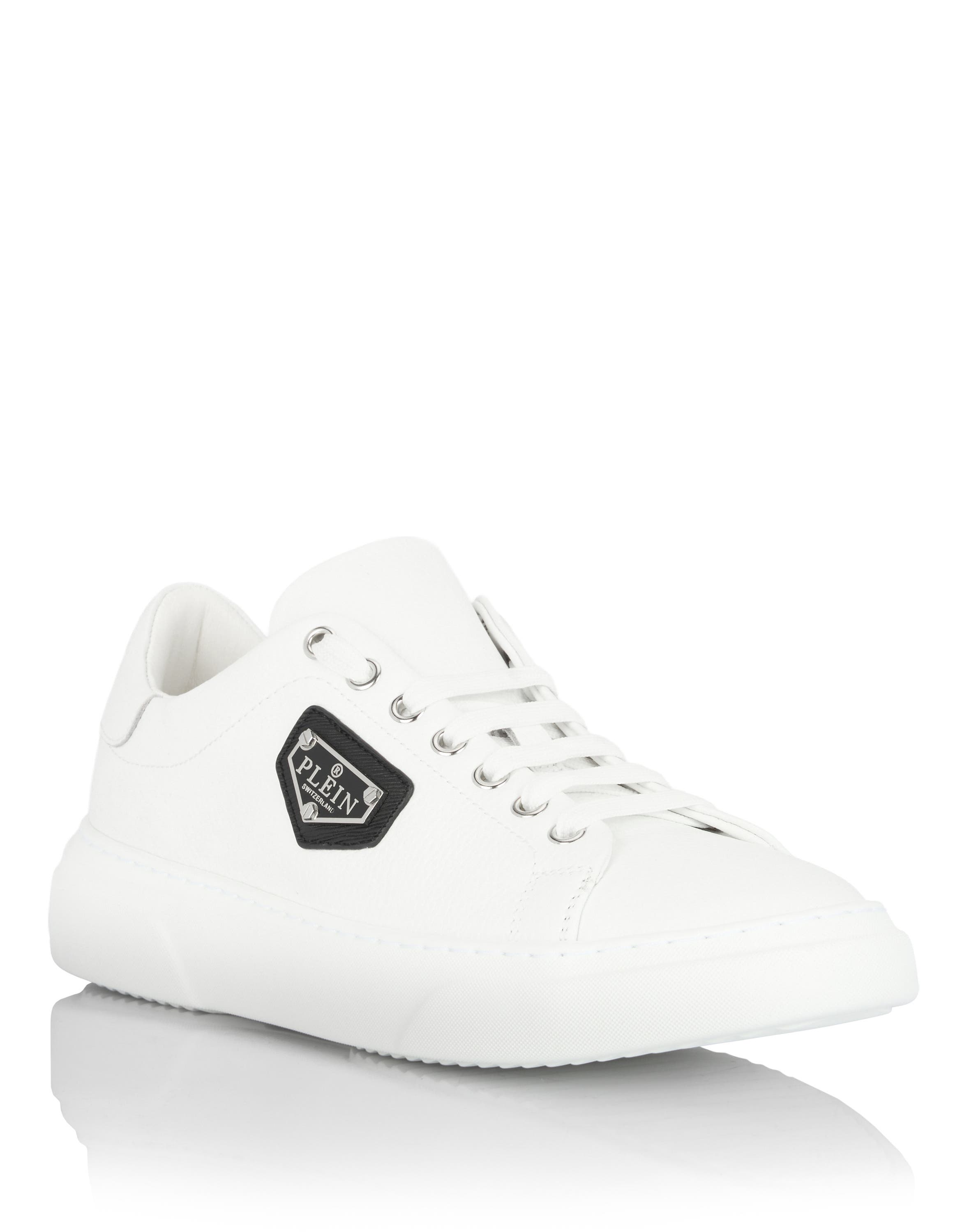 Leather Lo-Top Sneakers Iconic Plein Unisex, Main, color, white
