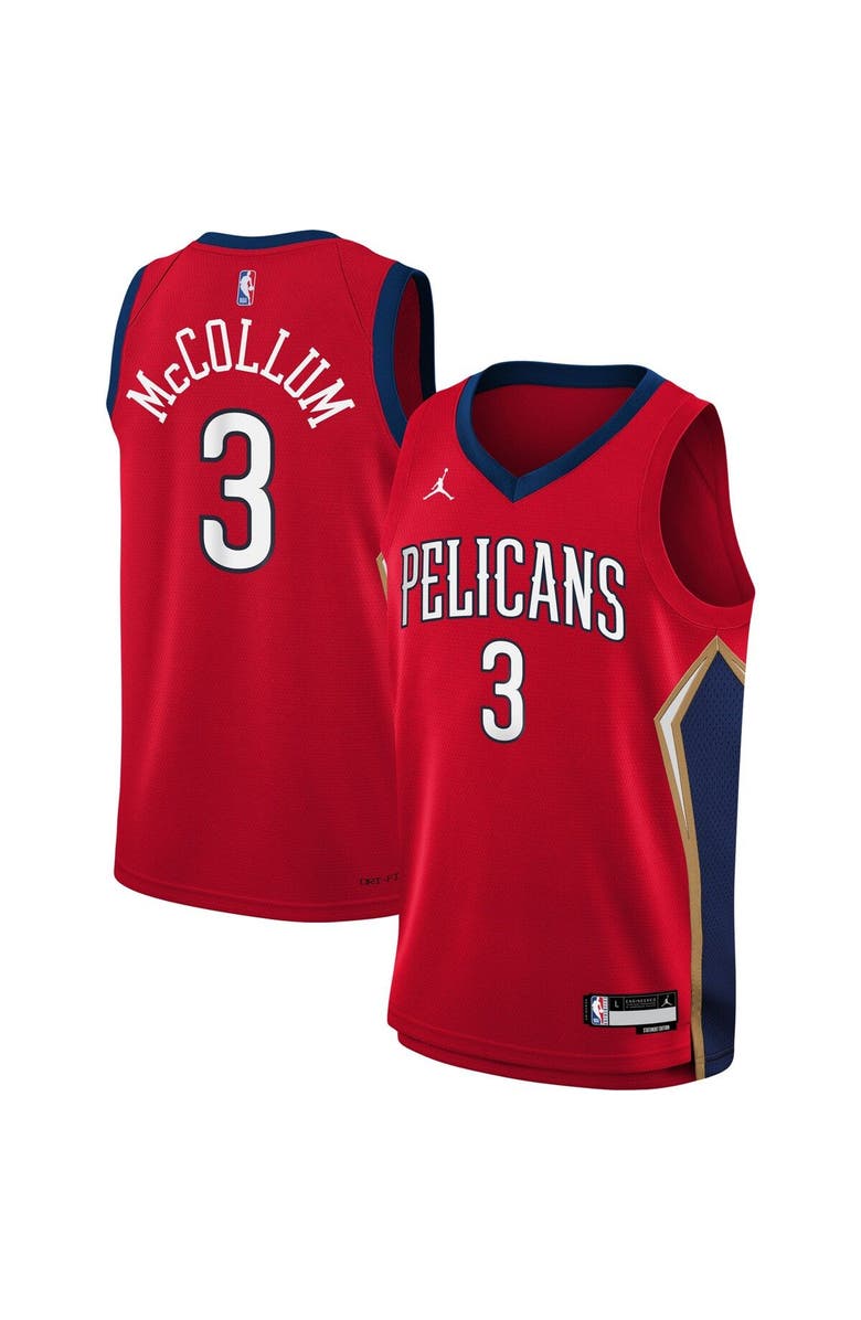Jordan Brand Youth Jordan Brand C.J. McCollum Red New Orleans Pelicans Swingman Jersey - Statement Edition, Main, color, 